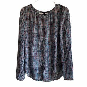 Talbots blue button down blouse size Small